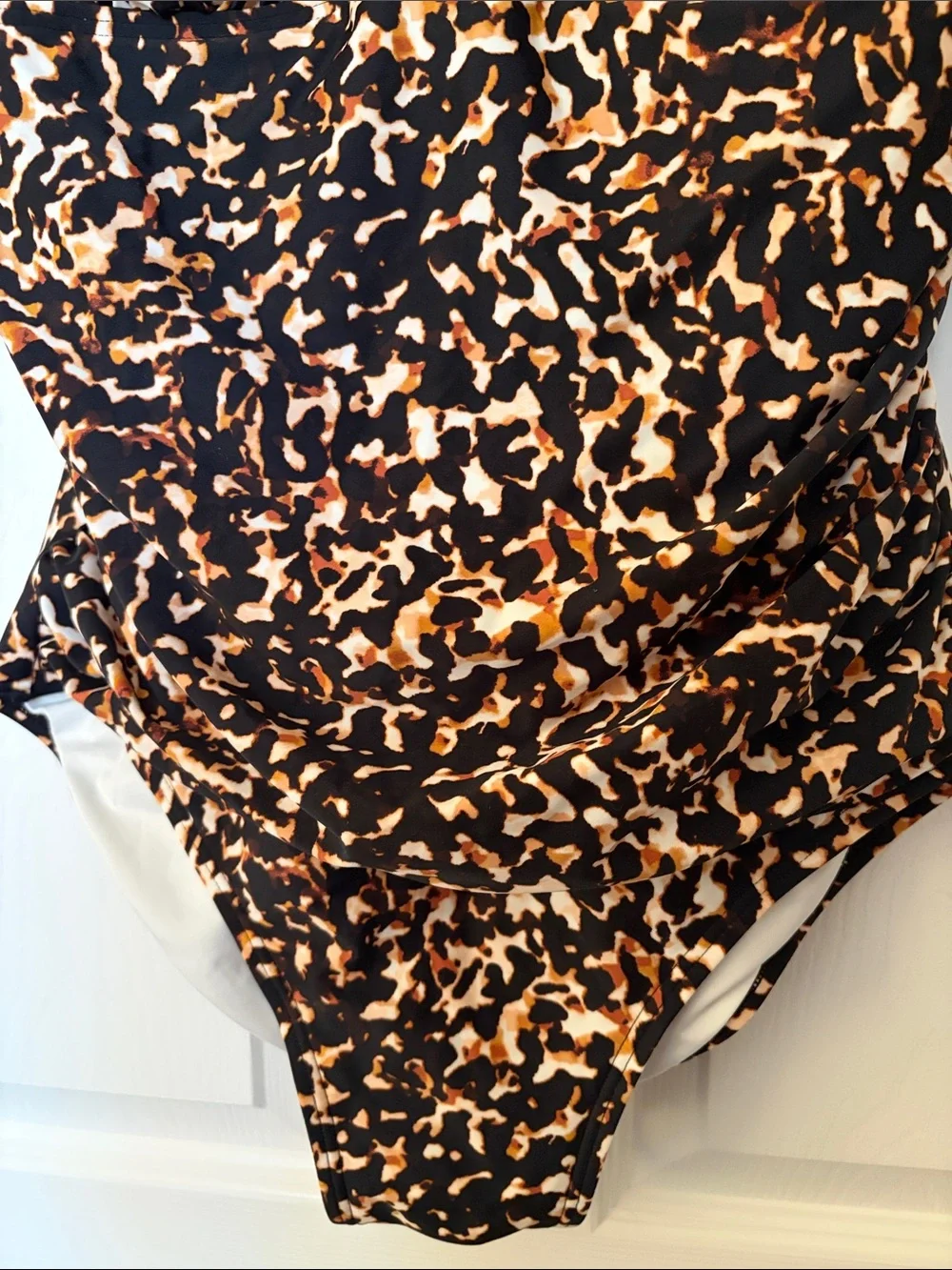 Women’s Leopard Print One-Piece Swimsuit - Brown/Black - Picture 3 of 7